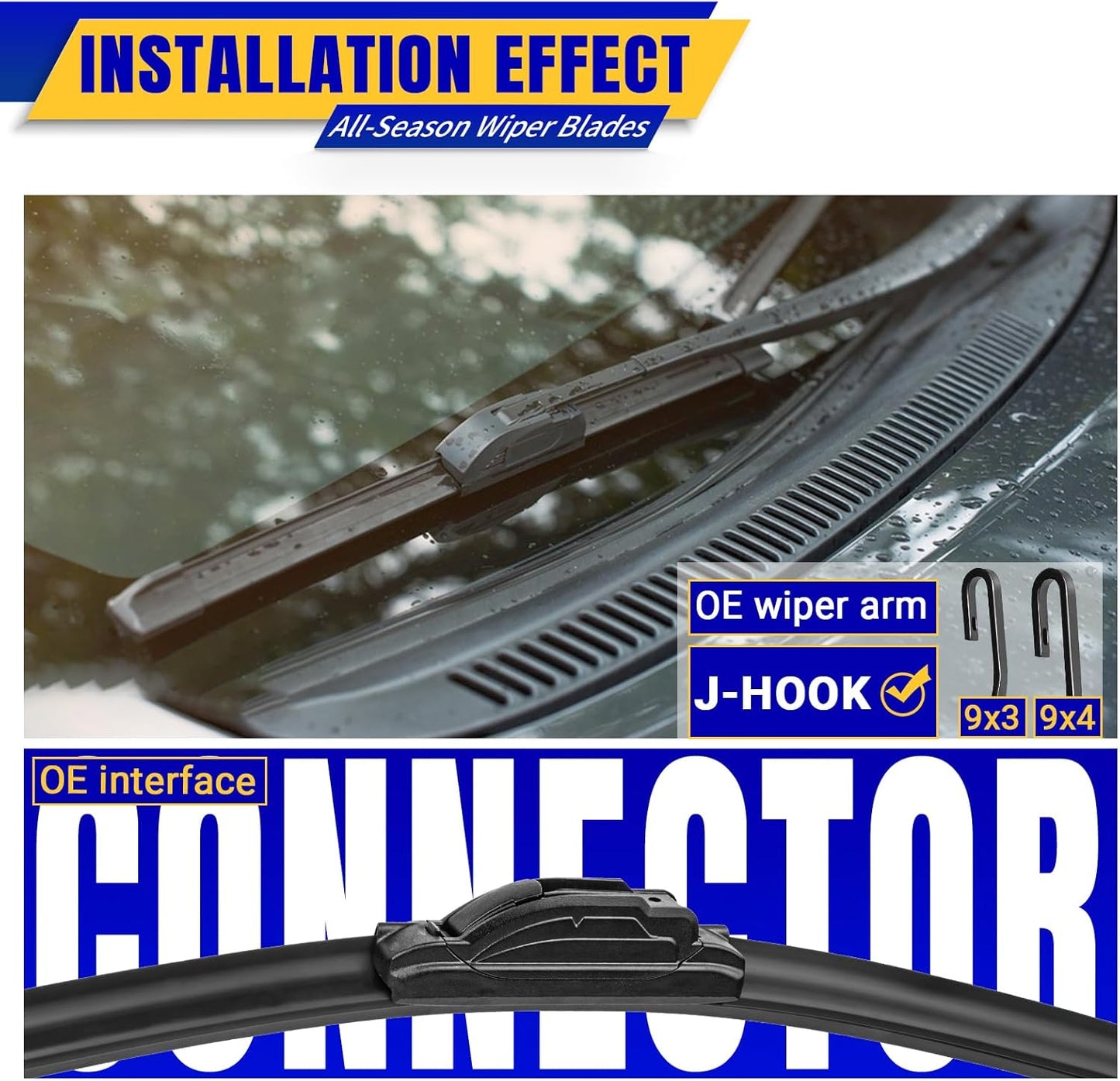 3 wipers Replacement for 2010-2015 Hyundai Tucson, Windshield Wiper Blades Original Equipment Replacement - 26"/16"/12" (Set of 3) U/J HOOK
