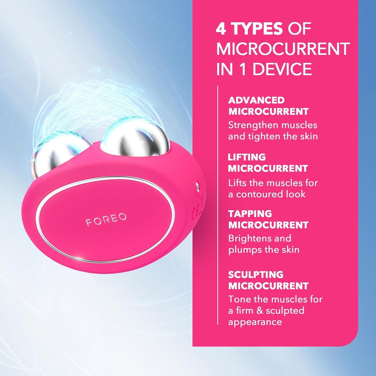 FOREO Bear 2 Advanced Toning Microcurrent Facial Device -Face Sculpting Tool - Firm & Contour - Non-Invasive - Increases Skin Care Absorption - Fuchsia