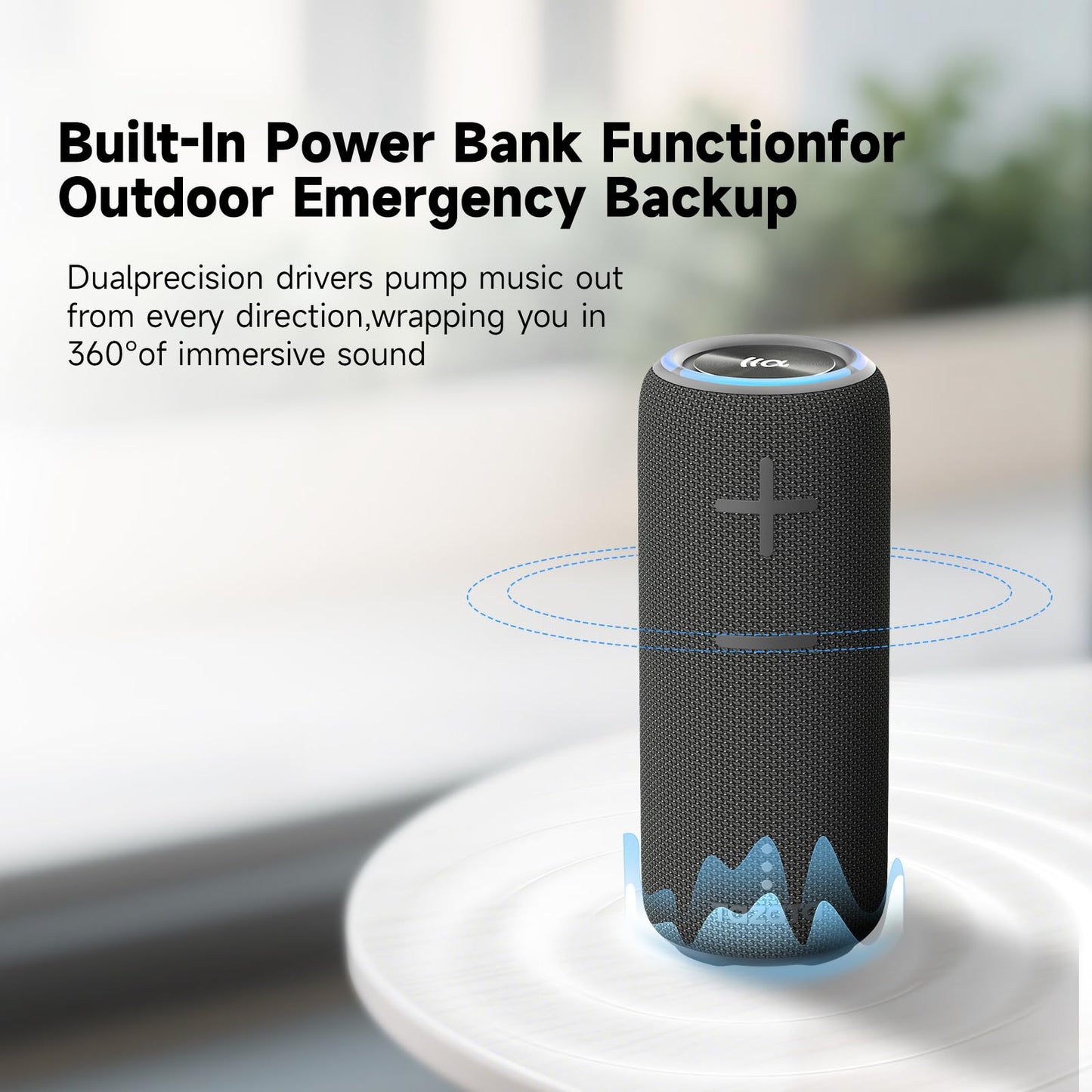 TAZATA Portable Bluetooth Speaker, 30W 360° Surround Sound IPX7 Waterproof Wireless Golf Speakers,Outdoor Loud TWS Speaker,for Beach,Party,Camping Gift,8H Playtime