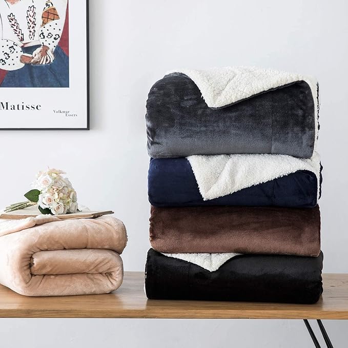 IR Imperial Rooms Silver Sherpa Blankets Queen Size for Bed - Wholesale Bulk Pack of 9 Sherpa Blankets - Soft Fluffy Throw Blanket for Hotels, Guest Bedroom, 90x90 Inches