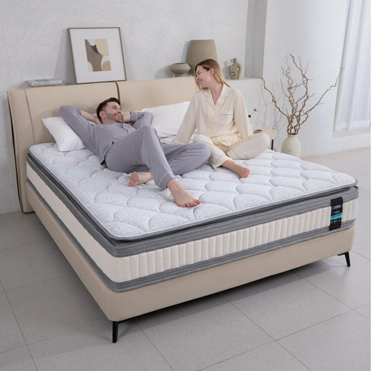 LIKIMIO King Mattress, 10 Inch Gel Memory Foam Mattress Zoned Pressure Relief with Medium Firm, Bed in a Box Individual Pocket Springs for Motion Isolation, SG Made, CertiPUR-US Certified