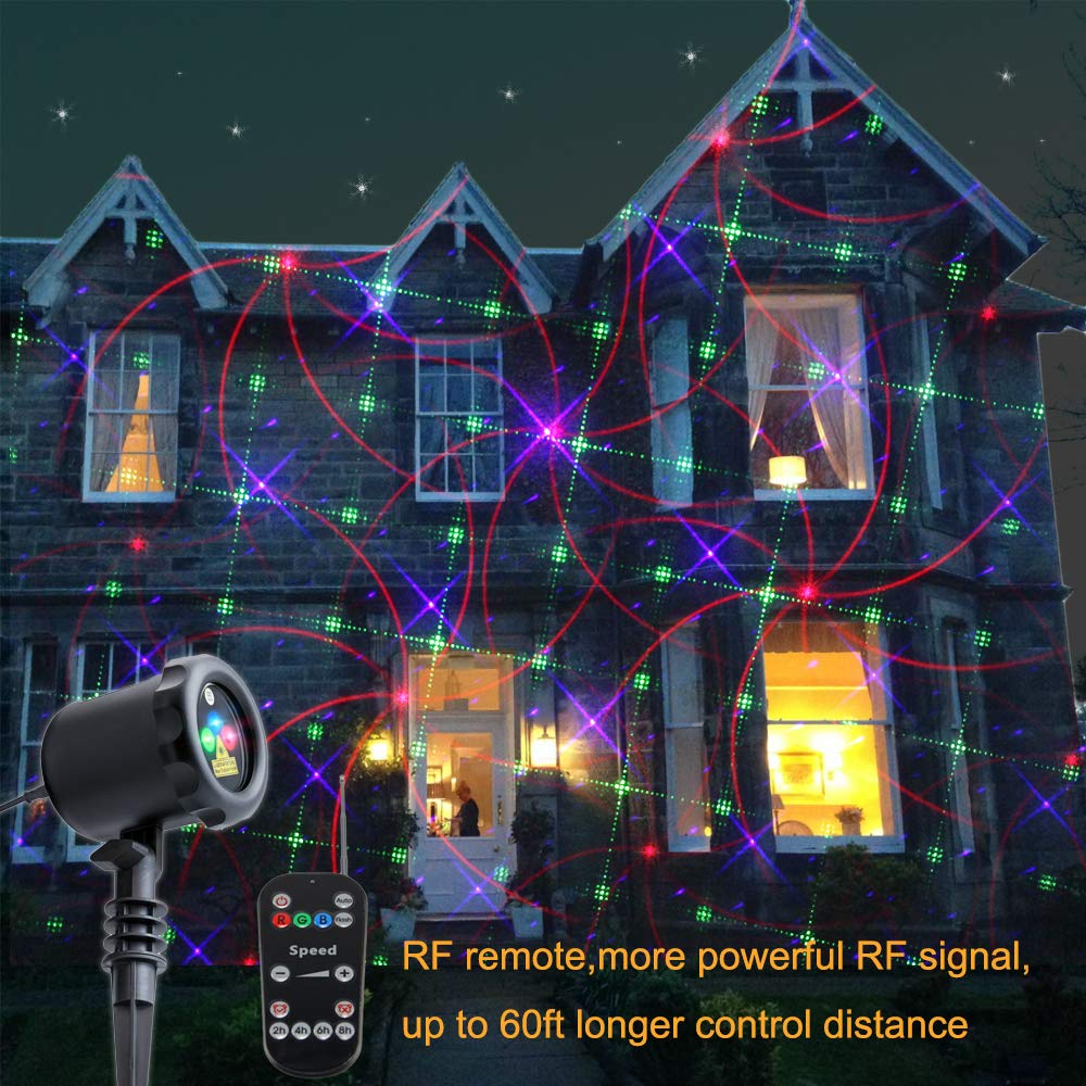Poeland 8 Patterns Garden Lights Moving Firefly Laser Christmas Projector for Home and Garden