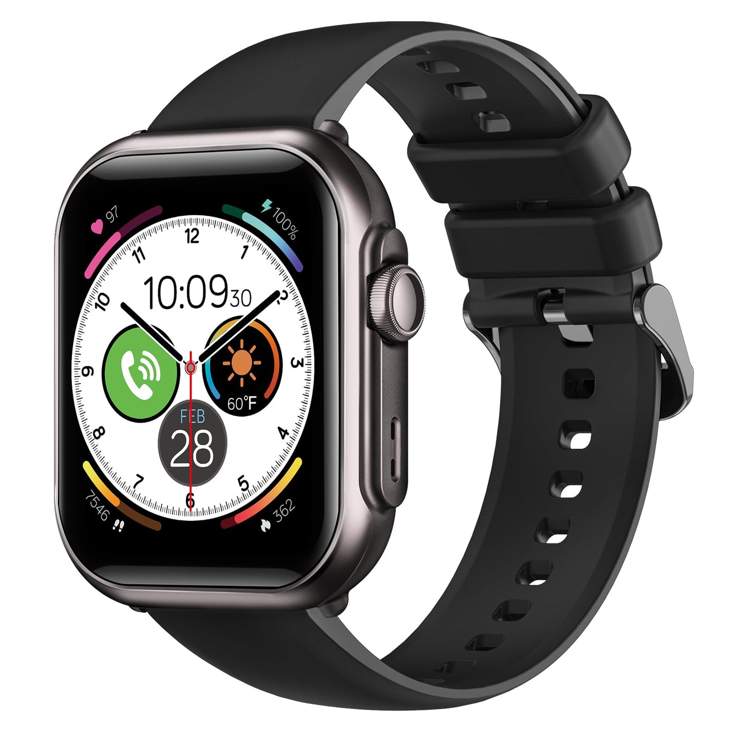 Smart Watch for Men for iPhone Android : 1.85" Smart Watch with 30 Days+1000 mAh Battery Life Make/Recive Call Heart Rate SpO2 Sleep Monitor 120+ Sport 5ATM Fitness Tracker Watch Pedometer Reloj Black