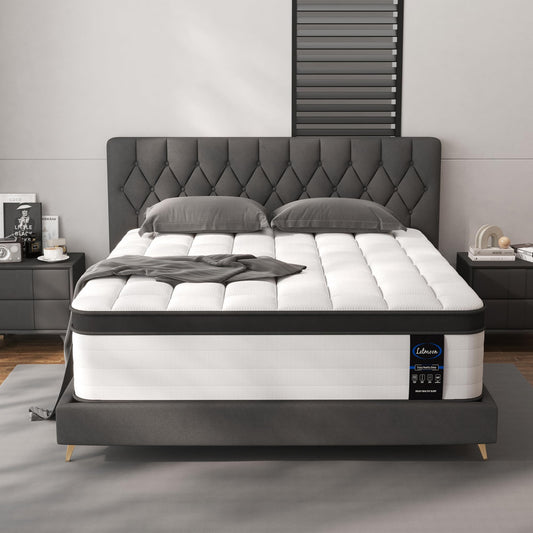 LETMOON King Mattress, 14 Inch Hybrid King Size Mattress in a Box, Medium Firm Memory Foam and Pocket Springs, Strong Edge Support, Pressure Relief