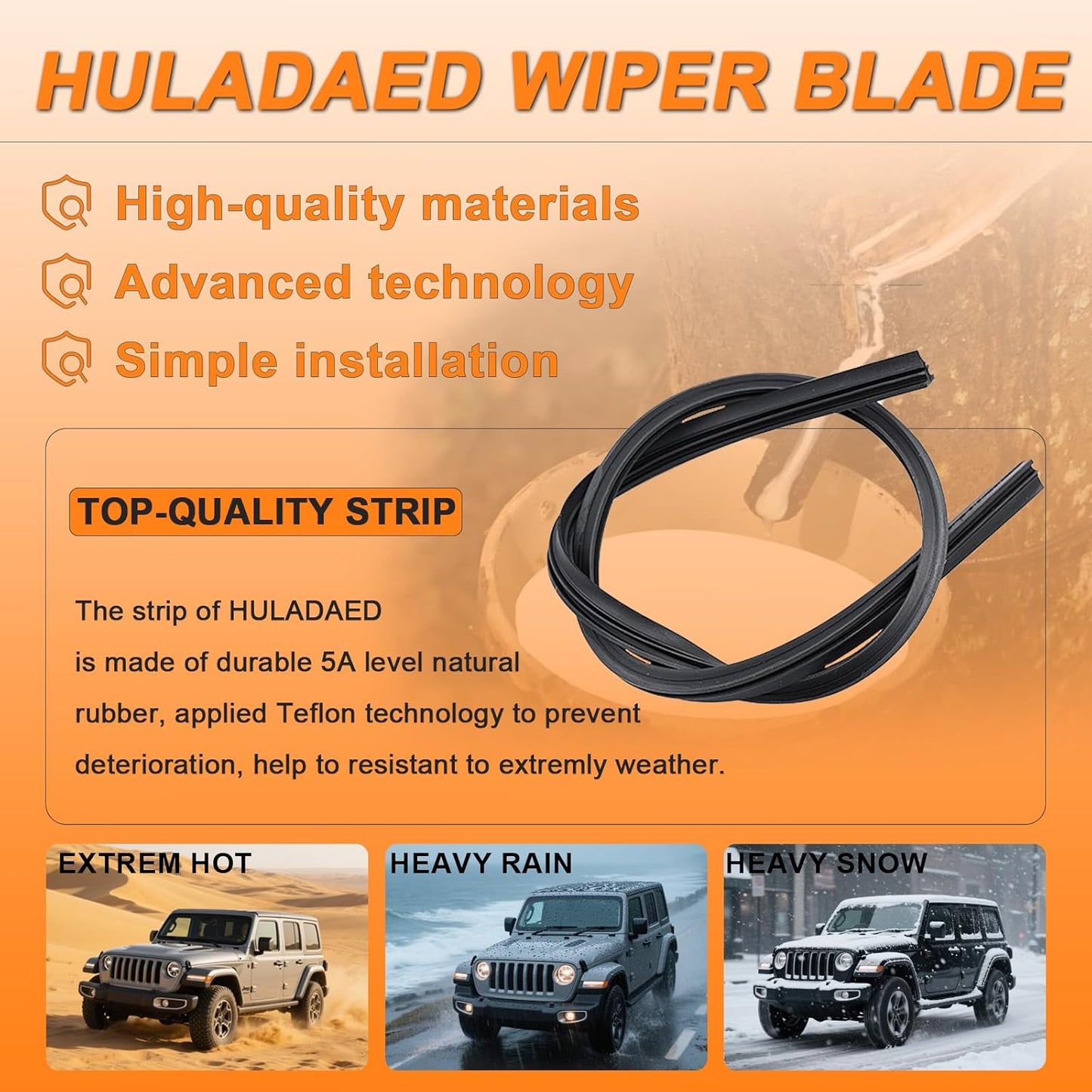 HULADAED® 28'' 16'' 16'' Windshield Wipers Replacement for Toyota Prius 2023-2016,Silicone Front Rear Wiper blades for MY Car-All Weather & Quiet(3 PACK)