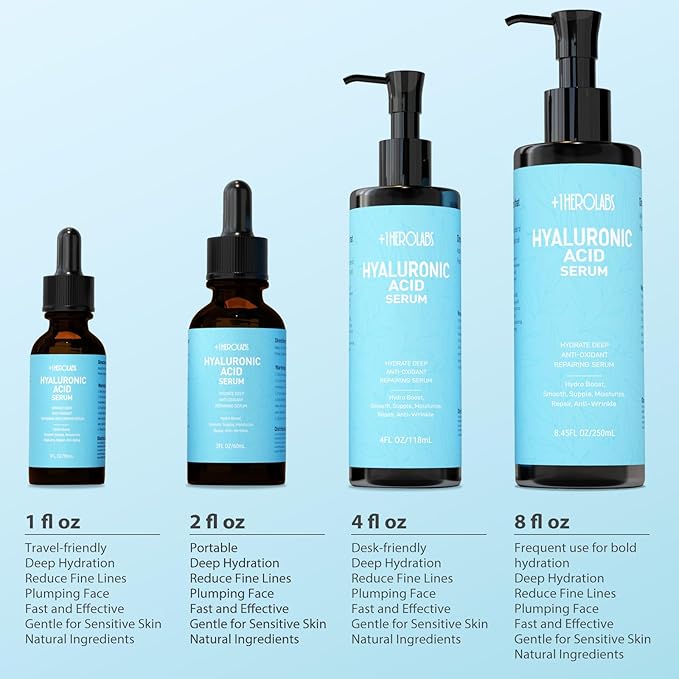 Hyaluronic Acid Serum for Face with Vitamin B5, C, E & Niacinamide, Hydrating & Plumping Face Serum for Sensitive Skin, Fragrance-Free 4 Fl Oz