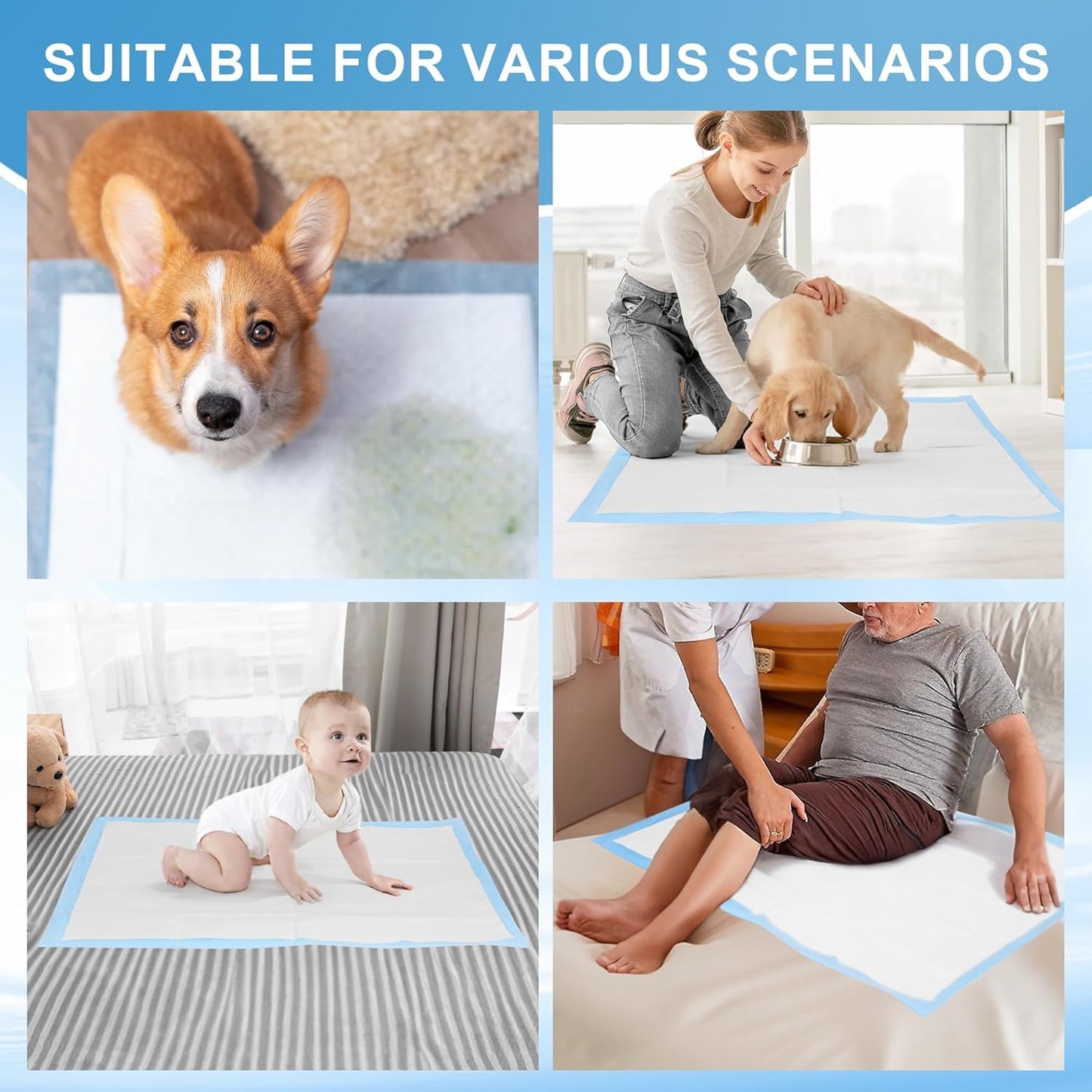 Puppy Pads Extra Large 36"x51" 40 Count, Pee Pads for Dogs & Cats, Disposable Thicken Pet Training Pads for Doggie Rabbits, Incontinence Underpads Ultra Absorbent & Quick-Dry, Leakproof Potty Pad