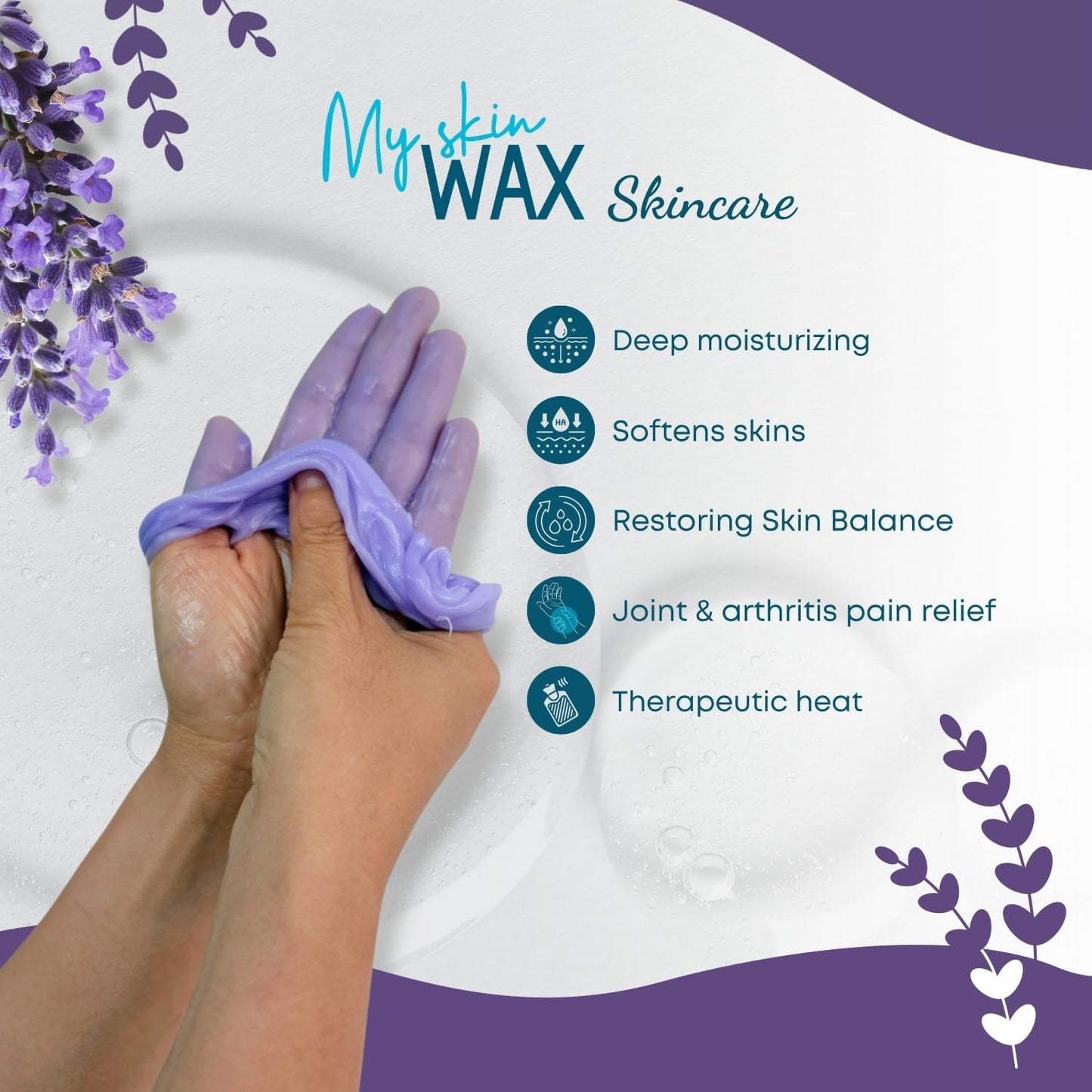 Paraffin Wax Refills Maxi Pack for Hands and Feet Bath – 6 Large 14oz Blocks (5.25 lb), Lavender Scent, Moisturizing Slightly Oily Wax for Arthritis Relief, Pedicure, Home and Spa Therapy