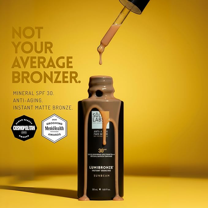 LUMIBRONZE® SPF 30 Tinted Serum for Face – Bronzing Drops with Niacinamide, Hyaluronic Acid & Zinc Oxide – Hydrating Tinted Face Serum for Bronzed Glow – Lightweight, Non-Greasy, Reef-Safe – 50ml