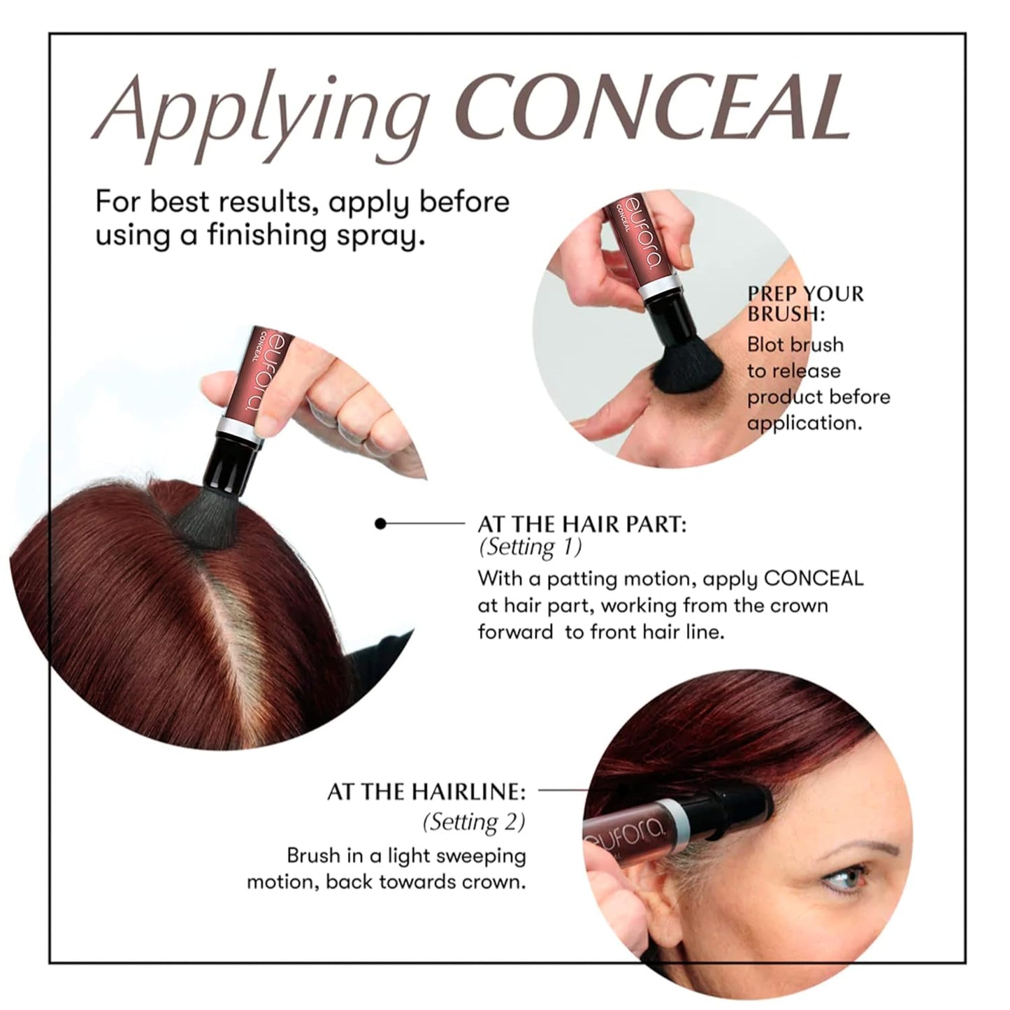 Eufora Conceal Dark Brown Root Touch Up, 0.21 Oz
