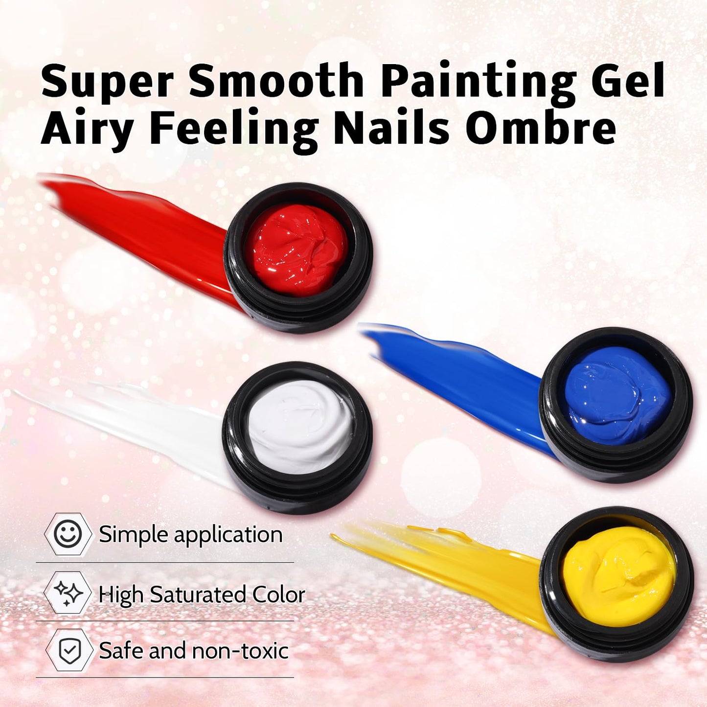 Sponge Pat Paint Nail Gel, Blending Colors Ombre Nails Gradient Gel Nail Blush Blooming Aura Nails Drawing Stripper Floral Painting Nail Art, No Wipe, UV/LED Curing 5ml 1PC (White)