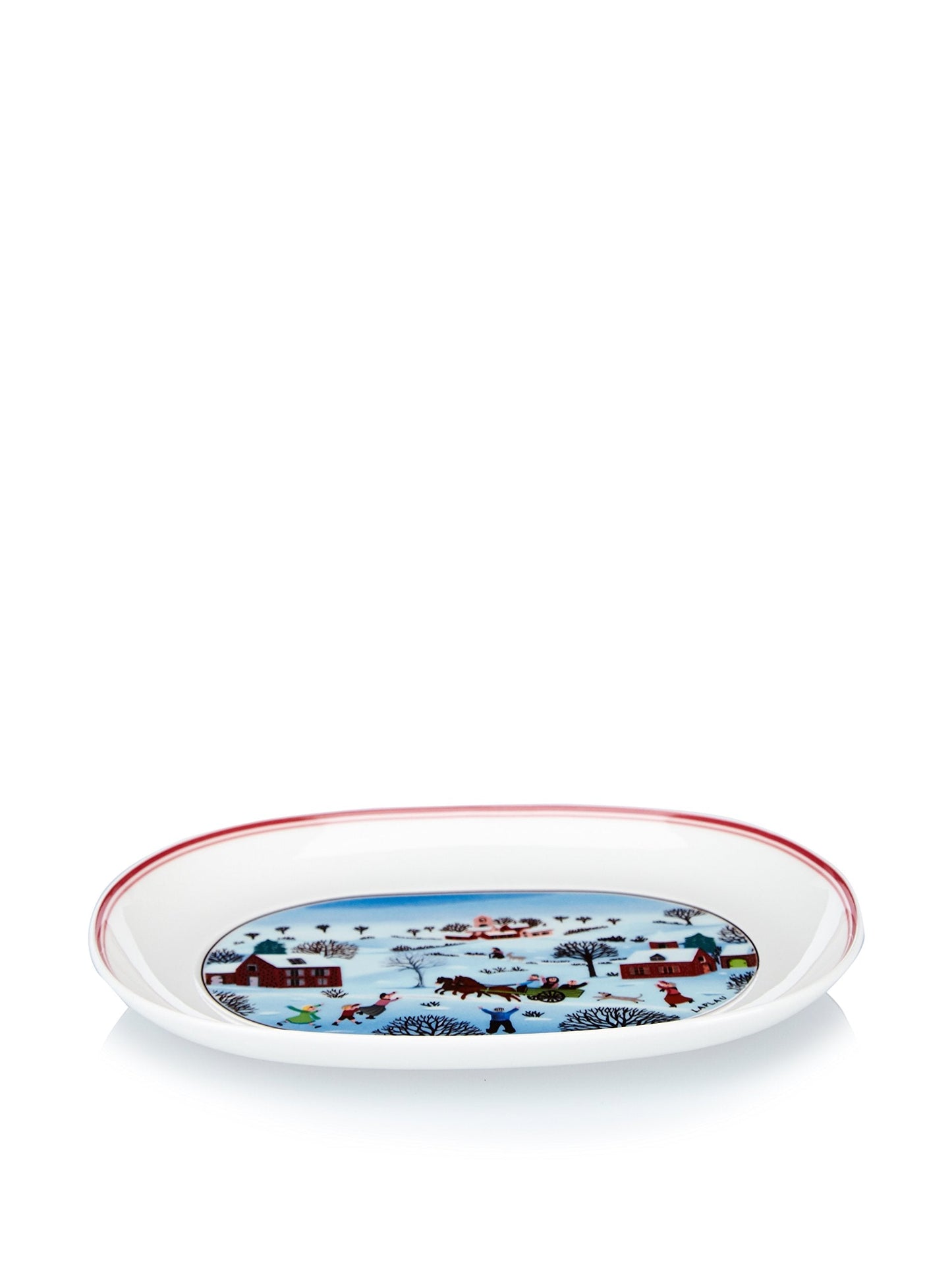 Villeroy & Boch Design Naif Christmas Pickle Dish, Premium Porcelain, Made in Germany, Small Presentation Platter, 7.75 in, Christmas Village Pattern