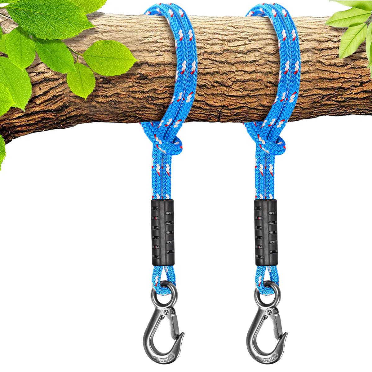 BeneLabel Tree Swing Rope, 19 inch, Hammock Tree Swing Hanging Strap, Heavy Duty Hook, for Indoor Outdoor Swing Hammock Playground Set Accessories, 1 Pcs, Off-White