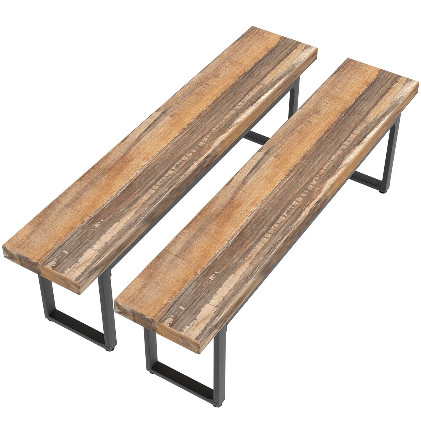 STHOUYN 59” Dining Bench Pair of 2 for 6-8 Person, Farmhouse Indoor Kitchen Table Benches, Bed Bench, Industrial Shoe Bench (Brown 2pcs)