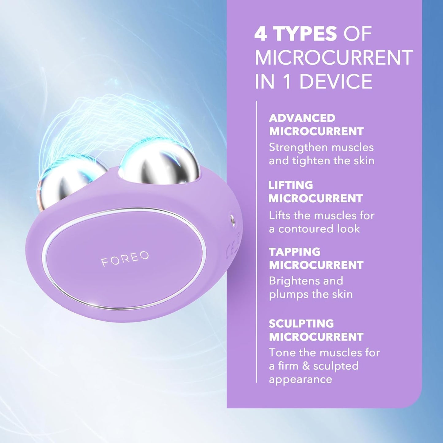 FOREO Bear 2 Advanced Toning Microcurrent Facial Device - Face Sculpting Tool - Firm & Contour - Non-Invasive - Increases Skin Care Absorption - Lavender