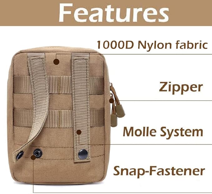 First Aid Kit EMT Medical IFAK Pouch, Molle Tactical Med Emergency Trauma Bag for Camping Home Car Hiking Hunting (Tan)