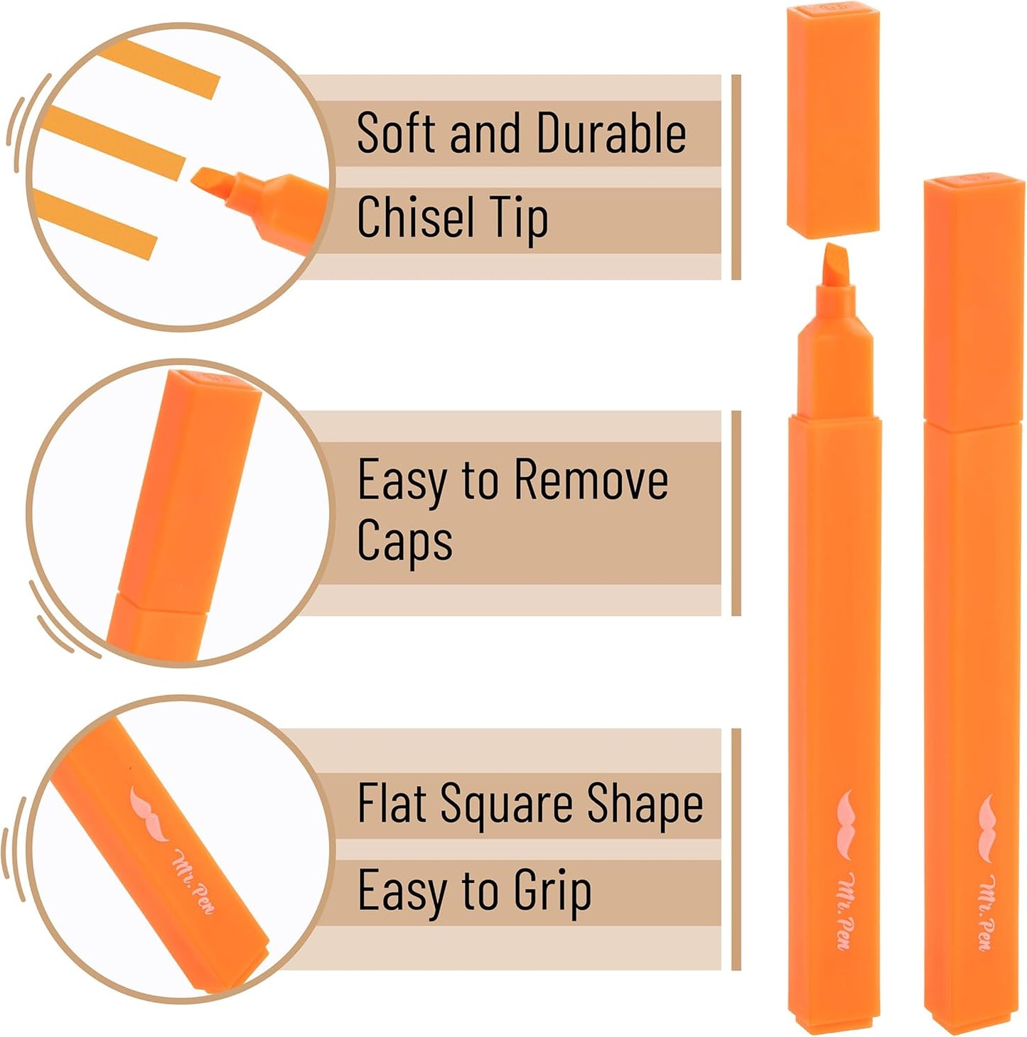 Mr. Pen Aesthetic Highlighters - 8 pcs, Chisel Tip, Warm Colors, Cute Assorted Bible Highlighters - No Bleed