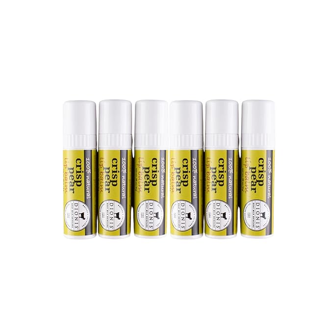 Dionis Goat Milk Skincare Scented Lip Balm, Beeswax, Shea Butter & Coconut Oil Self Care Made in The USA, Cruelty Free, Paraben Free Hydrating Moisturizer for Chapped Lips, Crisp Pear, 0.28oz, 6pk