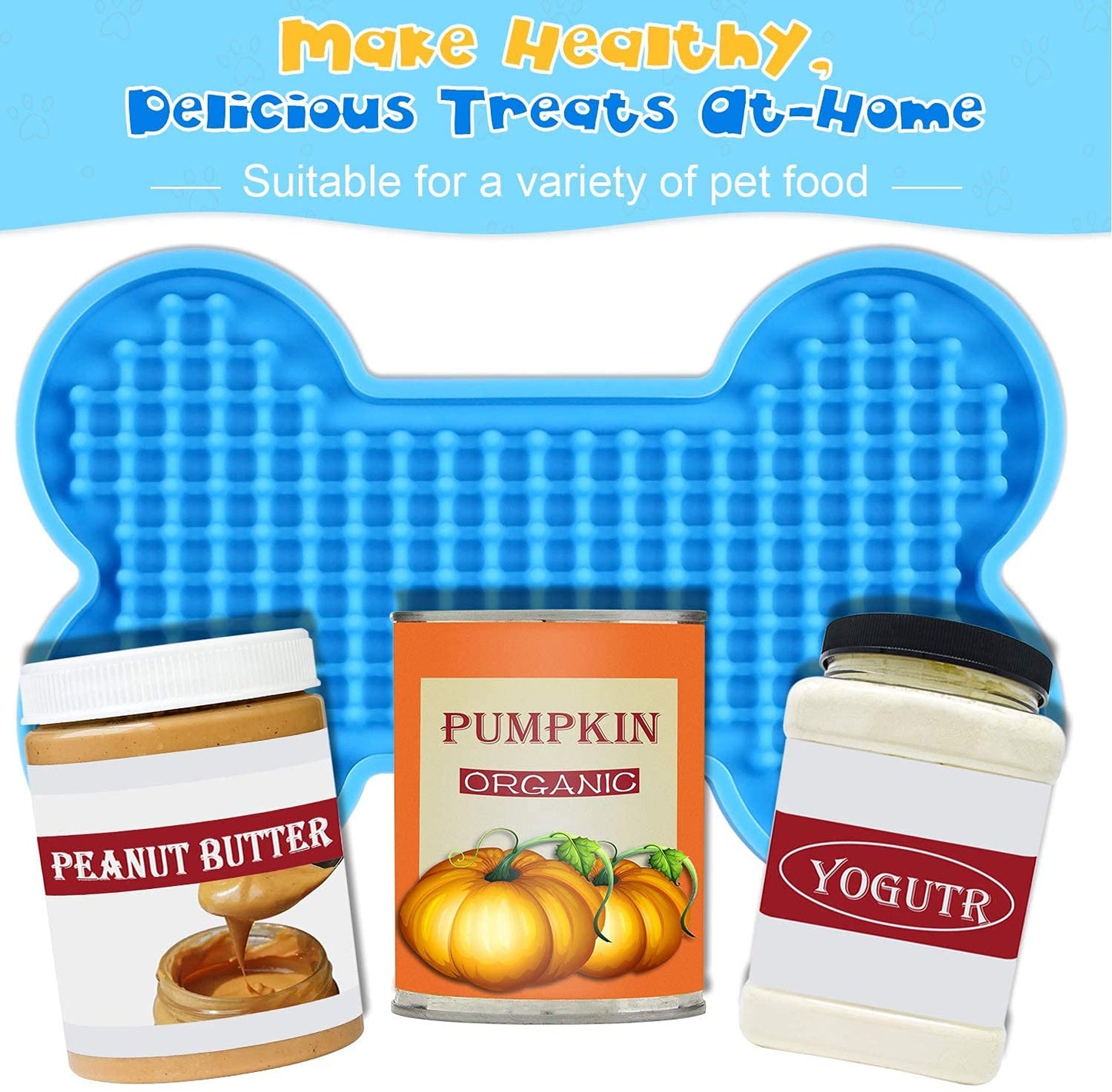 Petbank Lick Mat for Dogs - 2 Pack Peanut Butter Licking Mats, Slow Feeding Bowl, Tattoo and Anxiety Reducer for Pet Food, Yogurt, Bath, Grooming and Training