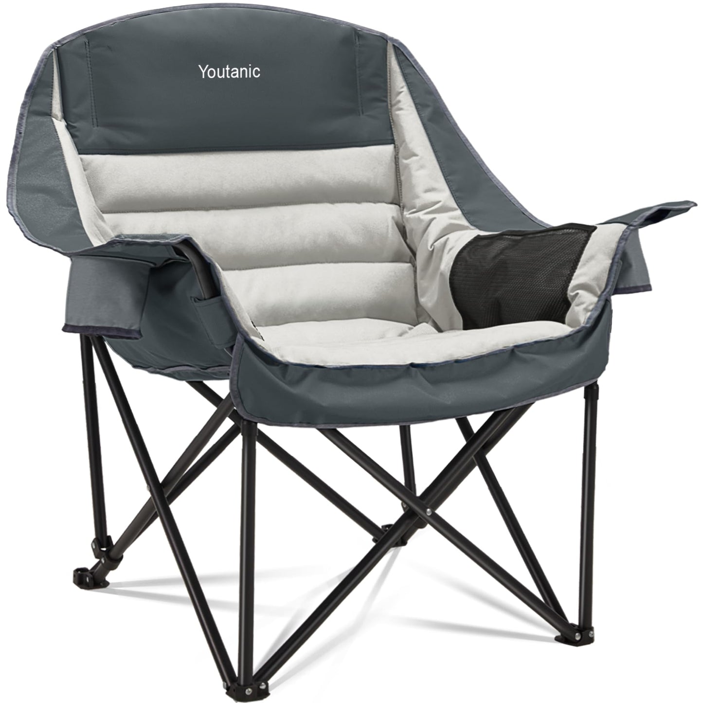 Youtanic Oversized Camping Chair, Portable Folding Camping Chairs with Side Pocket, Cup Holder and Carry Bag, Heavy Duty Outdoor Camping Chairs for Adults, Fishing, Sports, Trip, up to 400lbs, Style 8