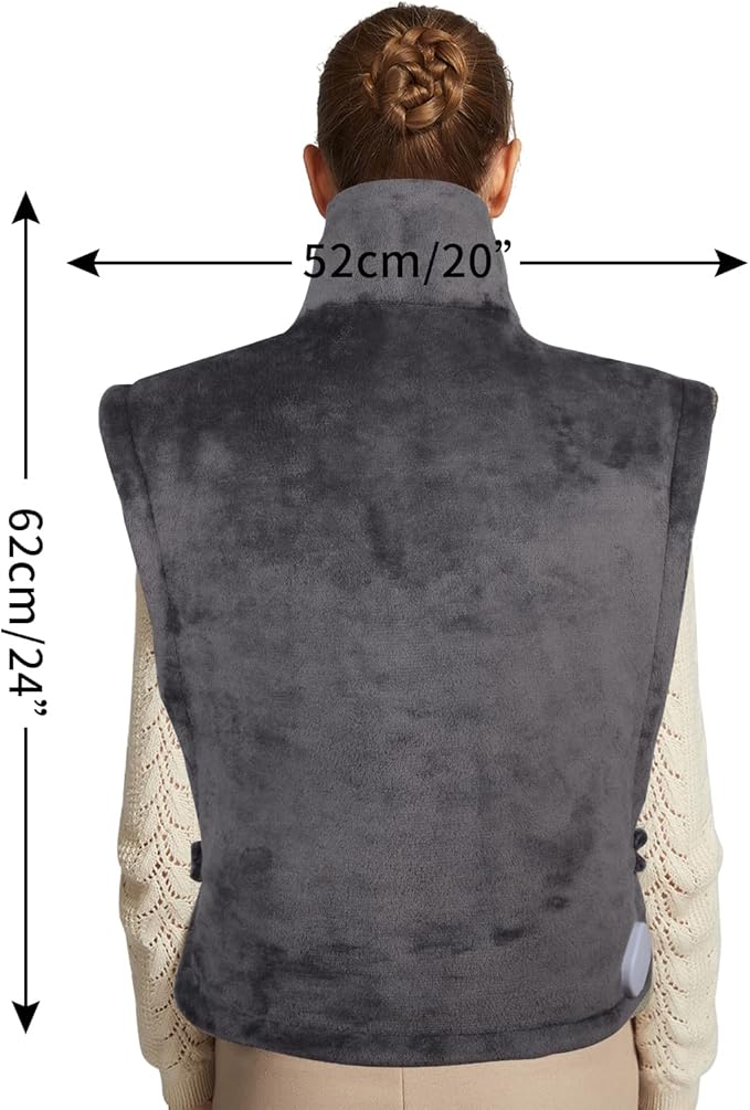 Ambershine 26"x35" XXXL King Size Neck& Shoulder& Back Heating Pad with 12 Temperature Settings& 4 Auto-Off Countdown Timers, Pain Relief for Back/Neck/Shoulder, Christmas gift for mom dad (Dark Gray)