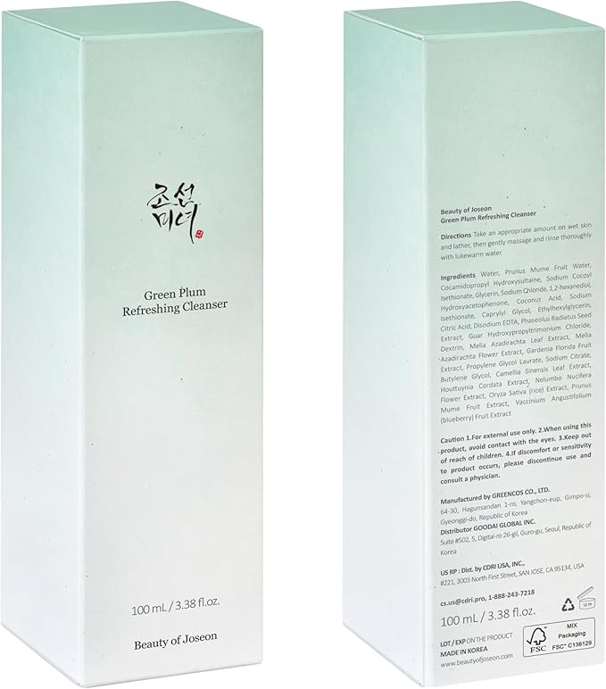 Beauty of Joseon Green Plum Refreshing Cleanser Gel Type Deep Pore Cleansing, Acne Face Wash, Blackhead Remover for All Skin Types, Korean Skincare 100ml, 3.38 fl.oz