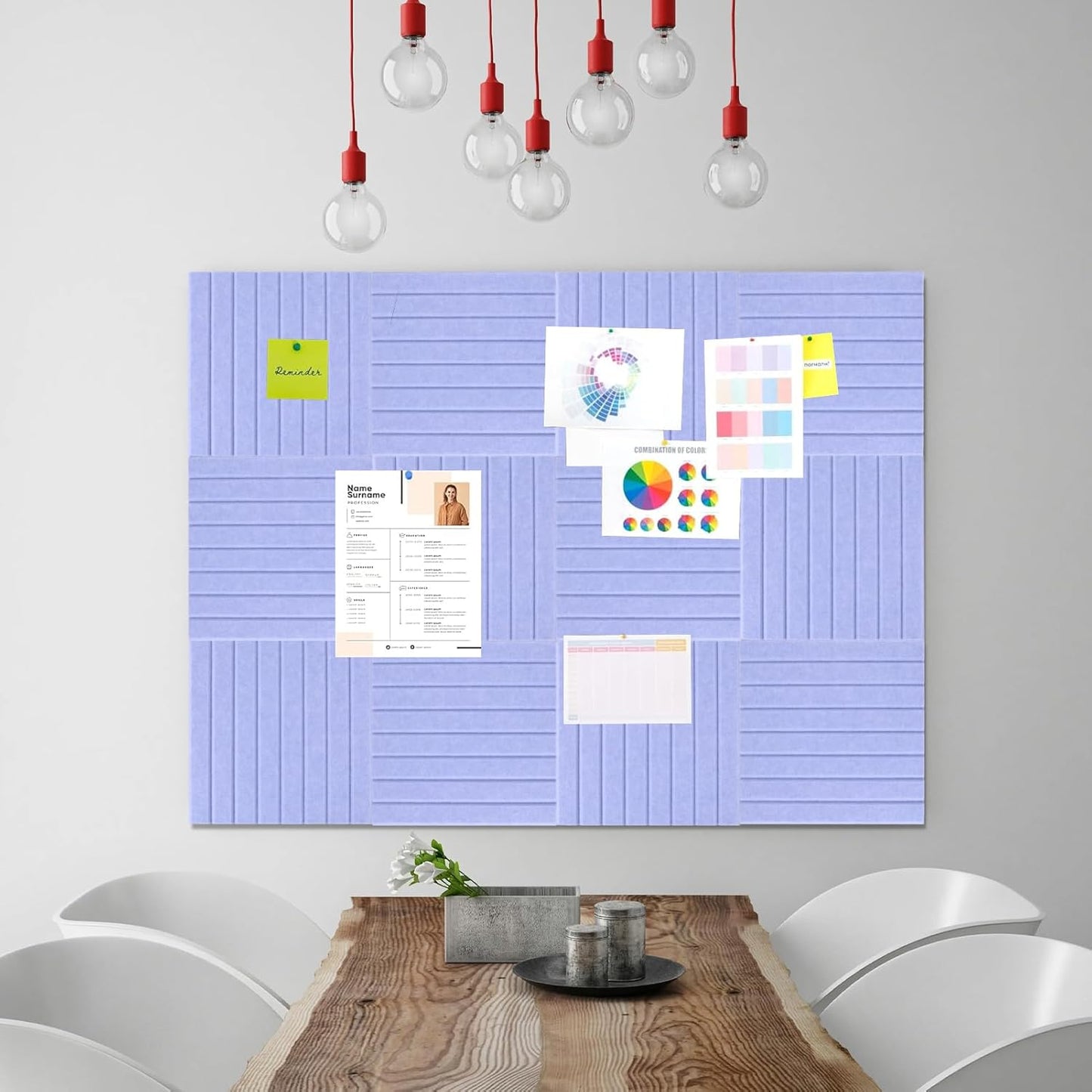 Cork Boards for Walls 48" x 36" Felt Board Alternative, 12 Pack Felt Wall Tiles Bulletin Board, Large Cork Board for Office Pin Board Tack Board Cork Boards