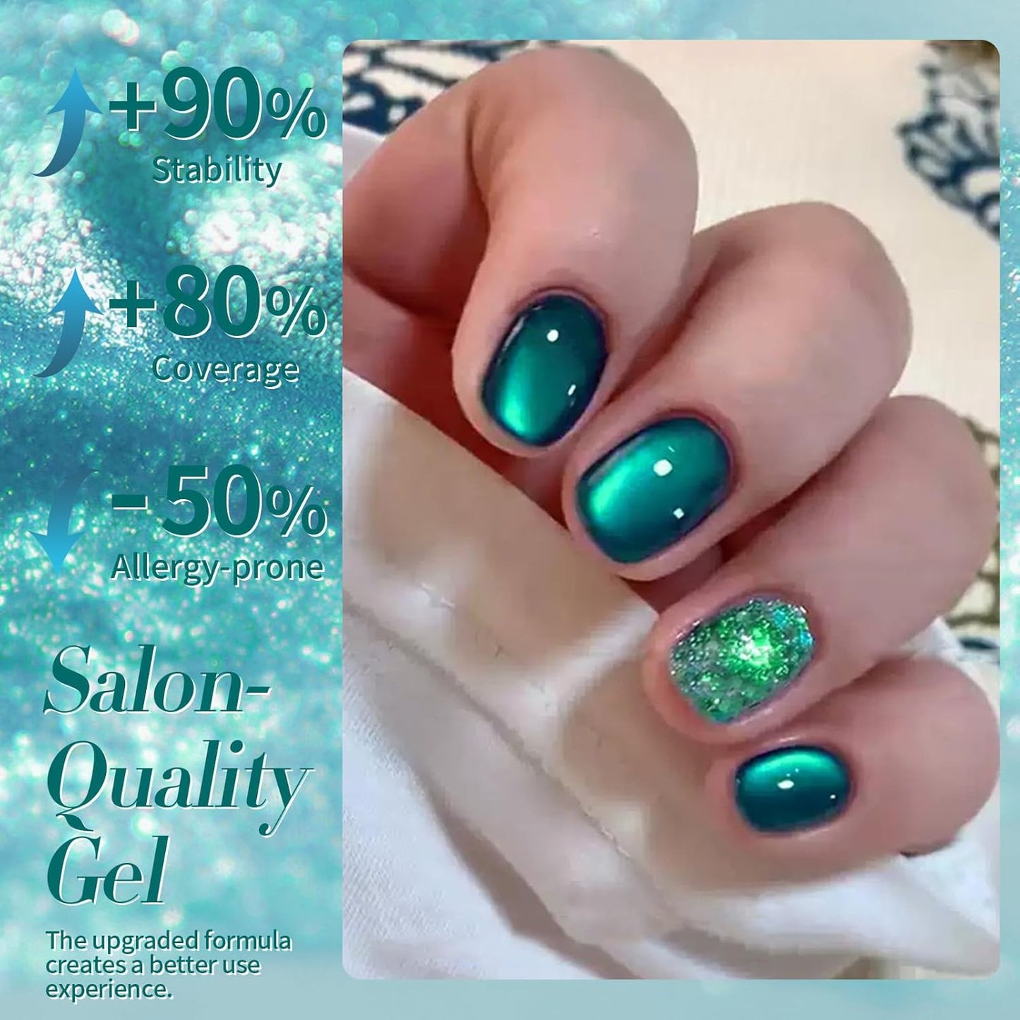 Born Pretty Blue Cat Magnetic Eye Gel Nail Polish Crystal Glass Sea Blue Magnetic Gel Polish Nail Art Manicure DIY at Home 15ML