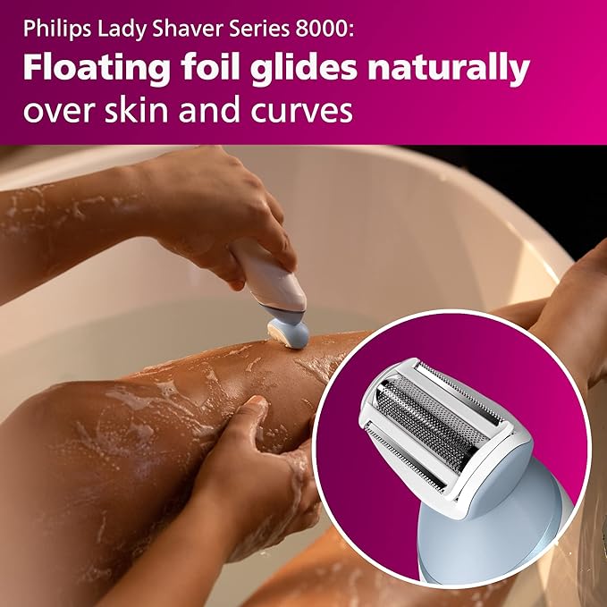 Philips Beauty Lady Electric Shaver Series 8000 with Electric Facial Hair Remover, Cordless, BRL166/91