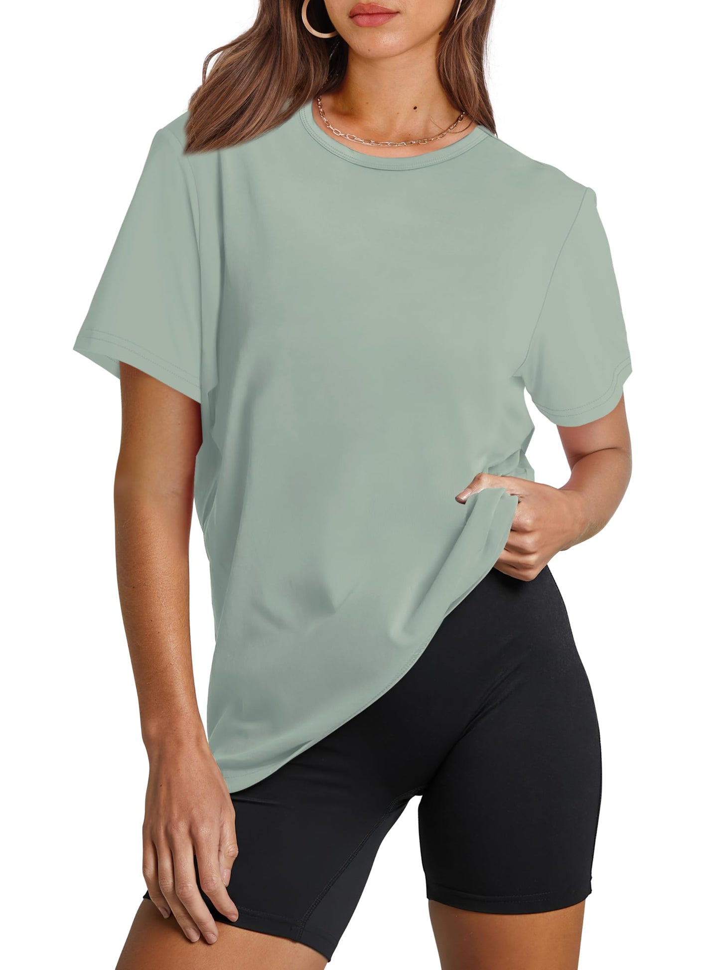OFEEFAN Workout Tops for Women UPF 50+ Breathable Quick Dry Loose Fit T Shirt Outdoor Yoga Running Hiking Gym Tee Top
