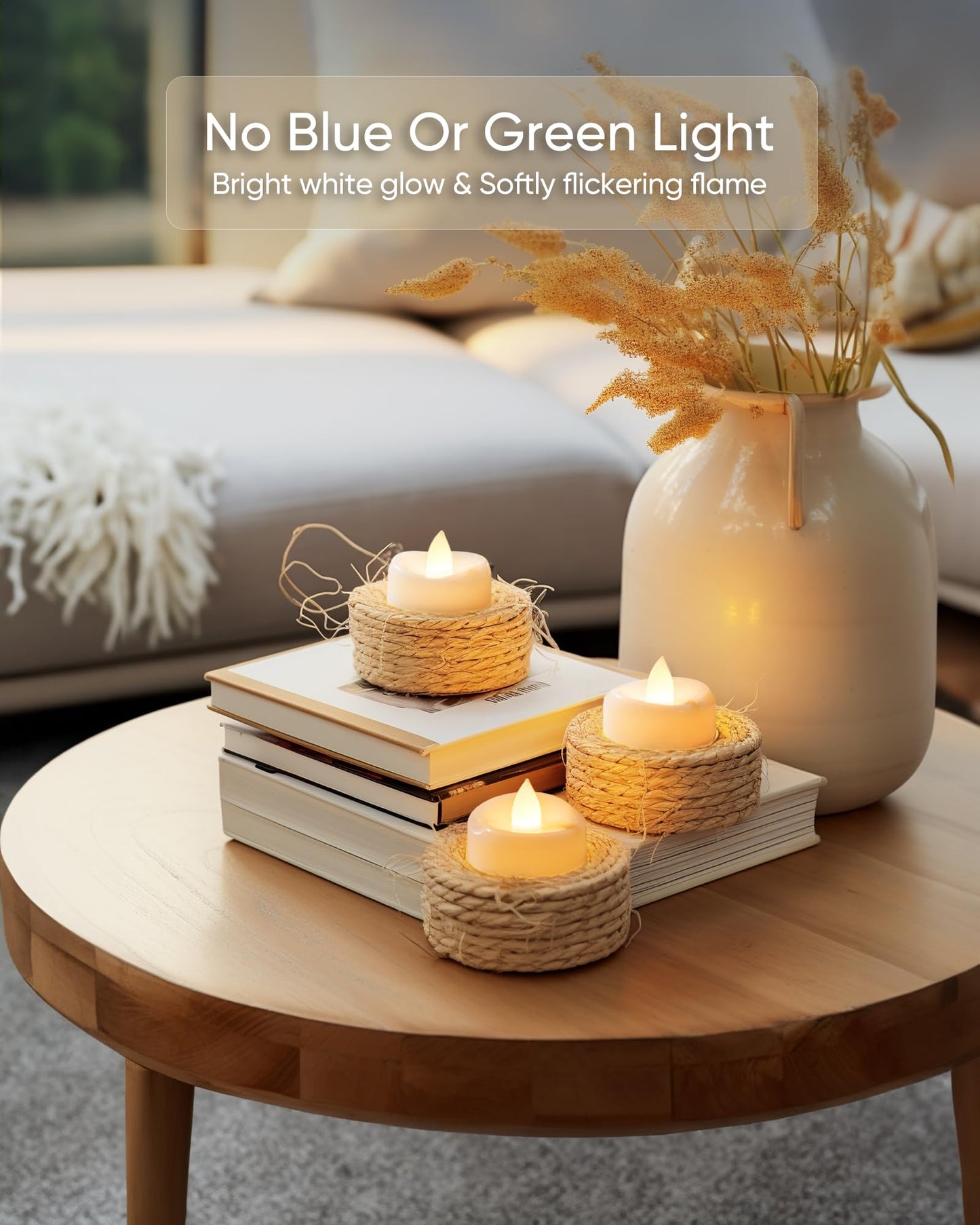 merrynights LED Candles, Tea Lights Candles Battery Operated Bulk, 50-Pack Long-Lasting 200 Hours Flameless Tealight Candles, Realistic Tea Lights for Christmas Halloween Wedding, 1.5'' D X 1.25'' H
