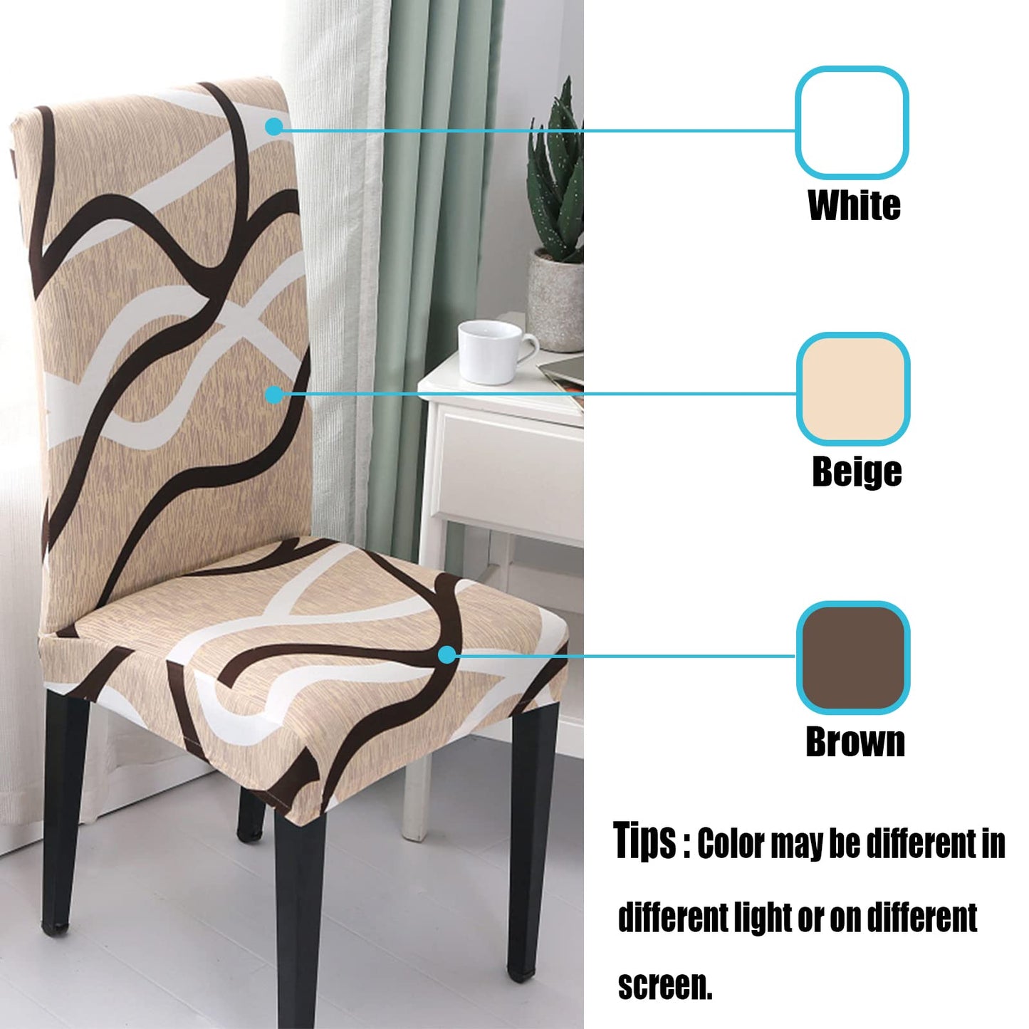 HZDHCLH Chair Covers for Dining Room Set of 4,Stretch Spandex Parsons Chair Slipcovers,Washable Anti-dust Chair Seat Covers for Kitchen,Wedding,Party (Beige, 4 Pack)