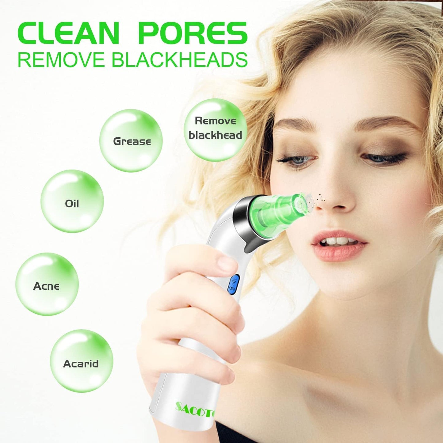Blackhead Remover Pore Vacuum, Face Suction Pore Cleanser, 5 Suction Power Electric Blackhead Extractor Tool, 4 Probes, Blackhead Suction Remover for Women & Men