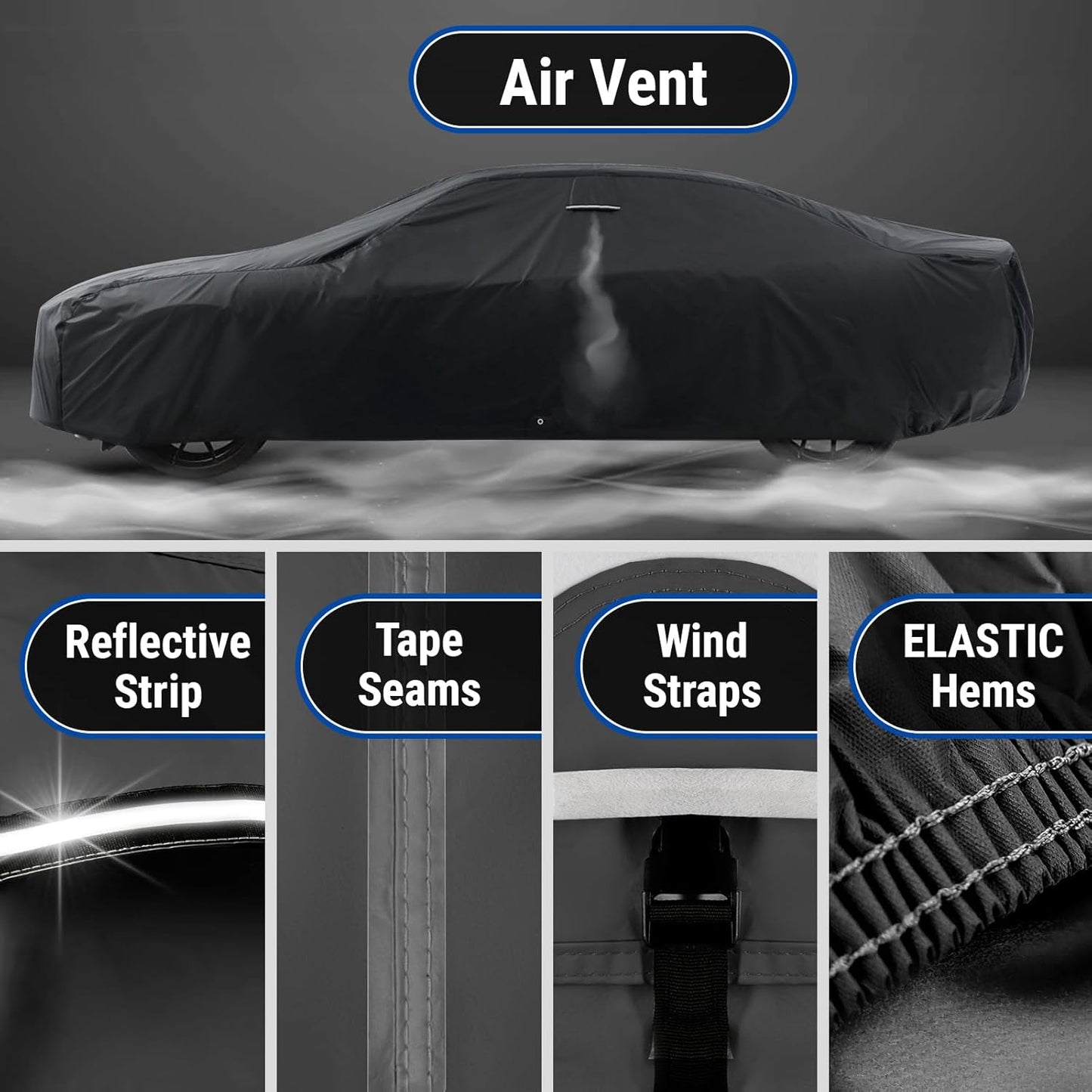 iCarCover Custom Car Cover for Buick Century Sedan, Coupe (1978-1981) Waterproof All-Weather Rain Snow UV Sun Protector Full Exterior Indoor Outdoor Car Cover (Stripe - Black/Red)
