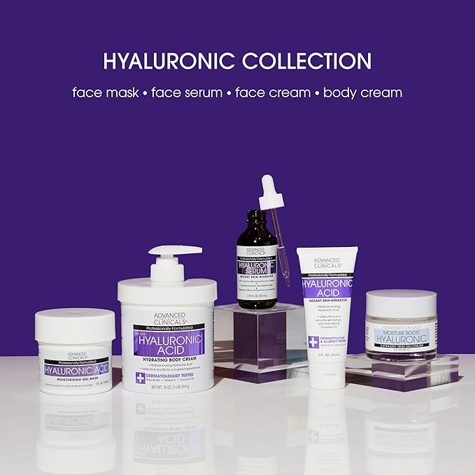 Advanced Clinicals Hyaluronic Acid Serum For Face | Moisturizing Facial Skin Care Products | Hydrating Serum For Face Helps Improve Look Of Wrinkles, Fine Lines, & Uneven Dry Skin Texture, 2-Pack