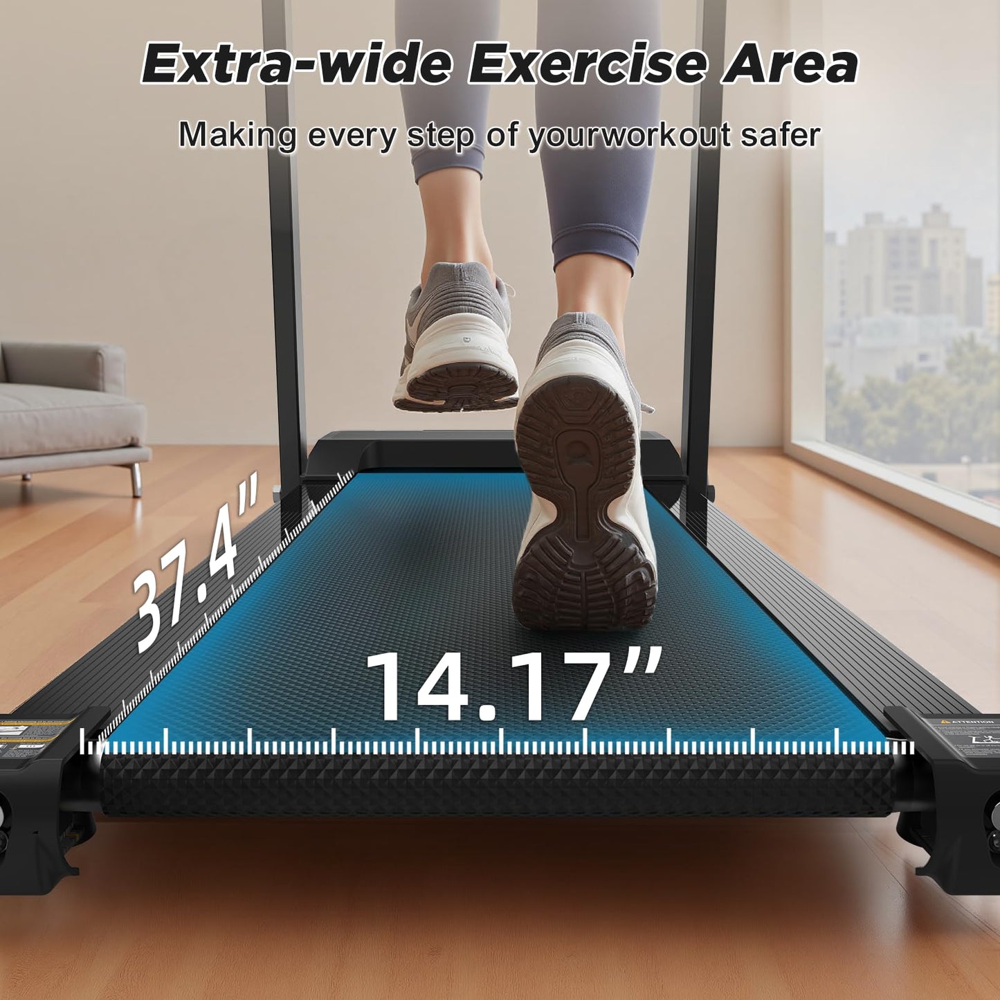 FYC Foldable Treadmill for Small Spaces - 2.5HP Ultra-Quiet Motor, 300lb Capacity with Advanced Shock Absorption, Smart App Control, Compact Walking Treadmill Folding Treadmills
