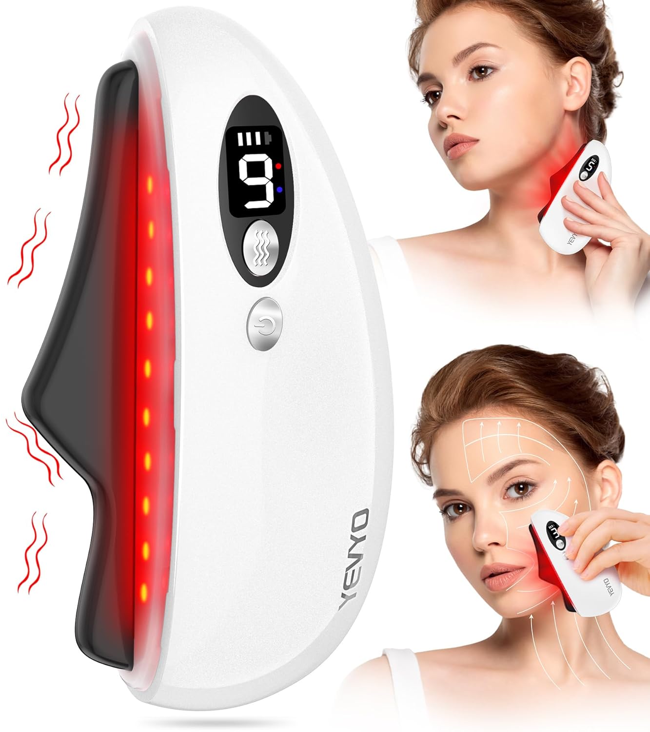 Gua Sha Facial Tool, Electric Black Obsidian Guasha Tool for Face, Chin, Neck, Body, Heated Vibrating Massage Gua Sha Stone for Face Sculpting