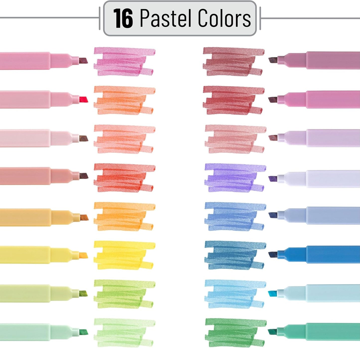 Mr. Pen- Aesthetic Highlighters, 16 pcs, Chisel Tip, Assorted Colors, No Bleed Bible Highlighter Pastel, Back to School Supplies