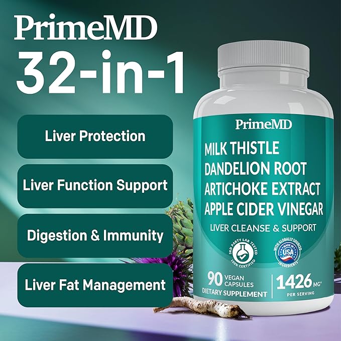 32-in-1 Liver Cleanse Detox and Repair with Milk Thistle, Silymarin, Artichoke Extract and Beetroot Powder for Liver Support - Liver Supplement with Active Liver Health Formula - 1426mg (90ct)