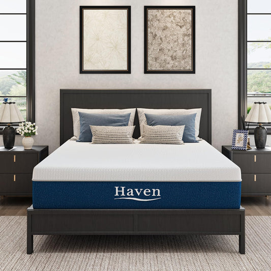 EGOHOME 12 Inch Queen Mattress, Memory Foam, Bed in a Box, Medium Firm Mattress for Back Pain Relief, Fiberglass Free, CertiPUR-US Certified, 60”x80”x12”, White