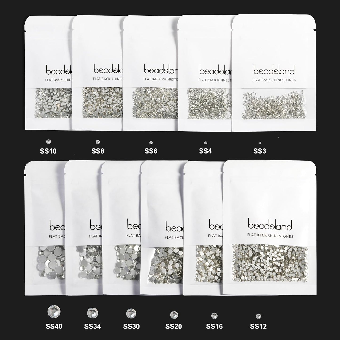 Beadsland 1440pcs Flat Back Crystal Rhinestones Round Gems for Nail Art and Craft Glue Fix, Fuchsia,SS6,1.9-2.1mm