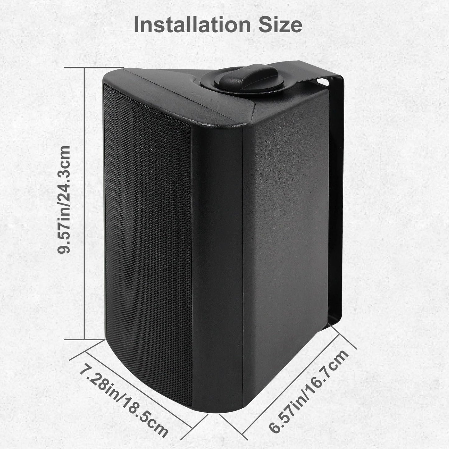 Herdio 5.25 Inches Passive Outdoor Speakers Wired Waterproof, 300 Watts Wall Mount Speakers All Weather for Patio Indoor Deck Countryard (1 Pair, Black)