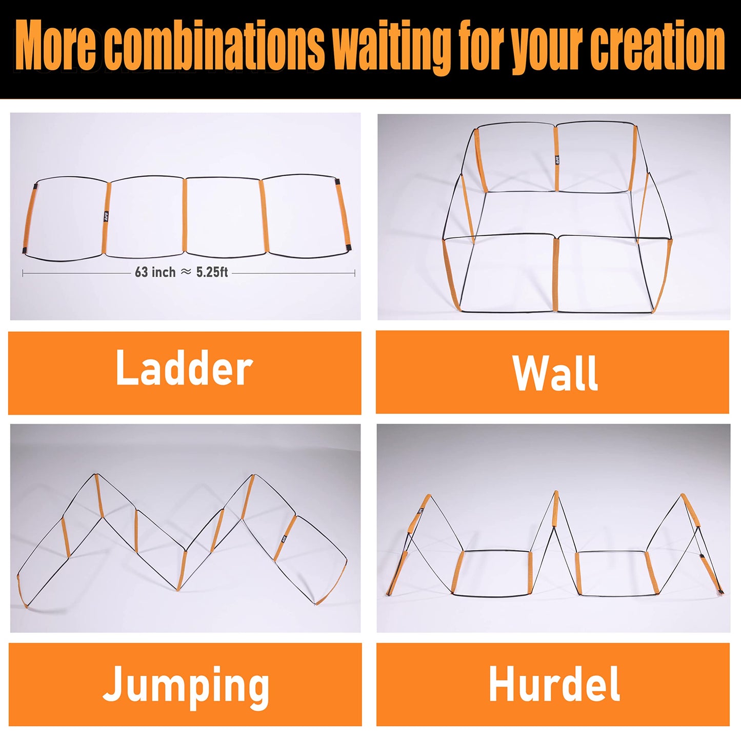 ALPHAWORX Agility Ladder, Agility Training Equipment, Soccer Speed Ladder, Football Footwork Ladder, Workout Ladder for Kid Adult, Foldable Instant Set-up & Tangle-Free & Carry Bag (4 Rung)