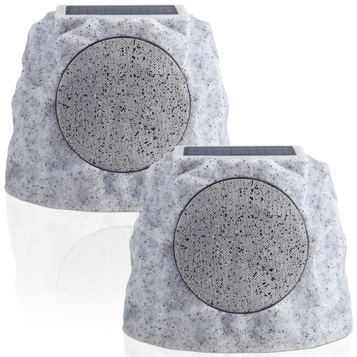 NiceBuy Solar Rock Speakers Outdoor Water-Resistant 2-Pack Solar Powered Rock Speaker with Lights RGB and TWS Pair for Patio Outside Garden BBQ Deck