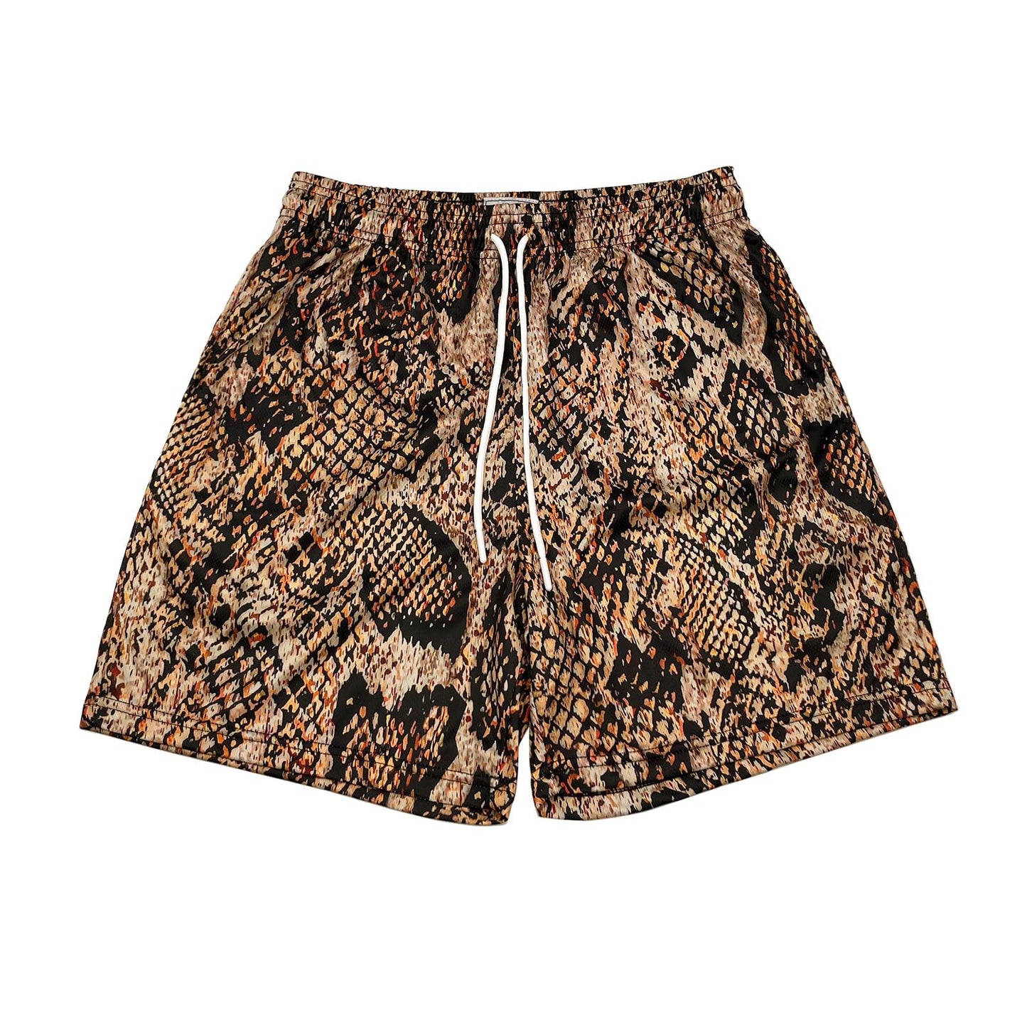 MECH-ENG Men's Graphic Shorts Basketball Athletic Fitness Training Shorts Casual Mesh Lightweight Breathable(Snake Brown Small)