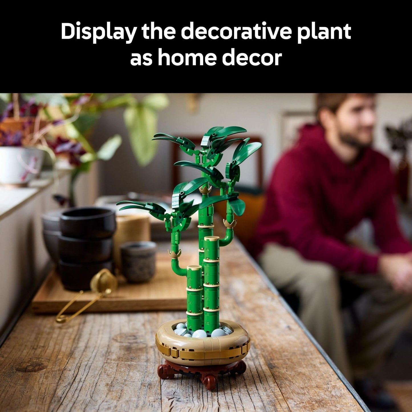 LEGO Botanicals Lucky Bamboo Building Set - Artificial Plant for Indoor Home Décor, Adults Ages 18+ - Fake Plant Decoration for Table, Desk, Office - Gift for Graduation - 10344