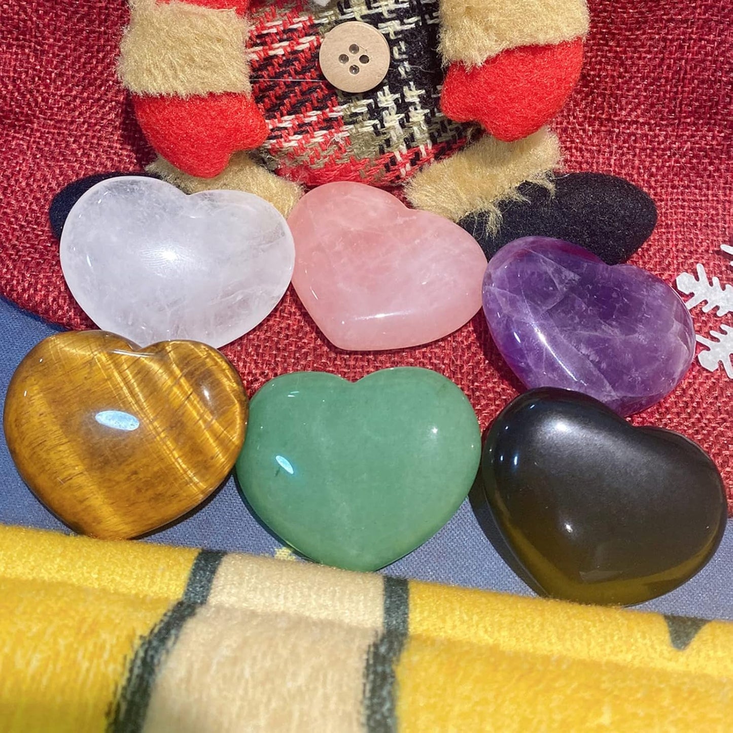 QINJIEJIE 1.8" Large Heart Stone Healing Crystals Clear Quartz Pocket Meditation Palm Worry Gemstone Gua Sha Facial Tools Crystals Reiki Energy Balancing