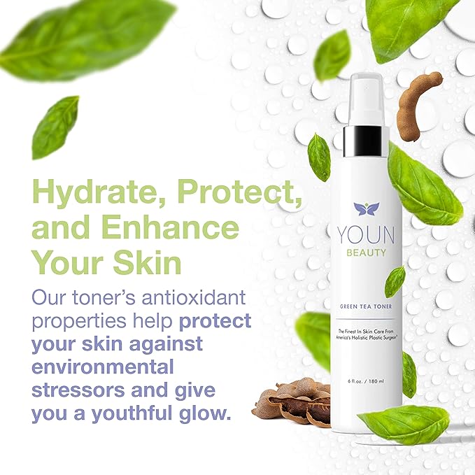 YOUN Beauty Green Tea Toner Face Mist Spray | Alcohol-Free, pH-Balancing & Hydrating Toner with Green Tea and Chamomile Extracts by Dr. Anthony Youn (180ml)