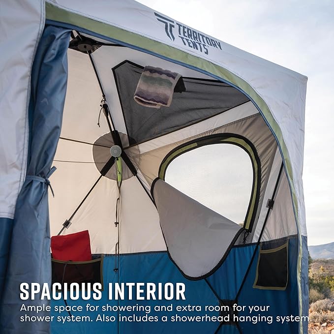 Territory Tents® Jet Set Privacy Shower Tent, Jet Set Framework, No Assembly, Camp Shower, Camp Restroom, Privacy Tent Shower, 78” x 62” x 62”, PT100DB
