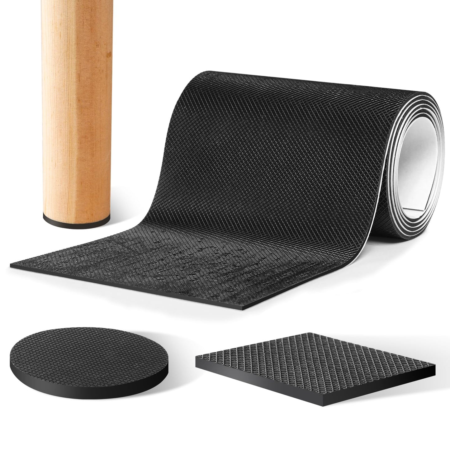 CHUNZEXI Self Adhesive Non Slip Furniture Pads 4”x40” Rubber Floor Protectors, Cuttable Anti Skid Grippers for Hardwood Floors, Scratch and Slide Protection